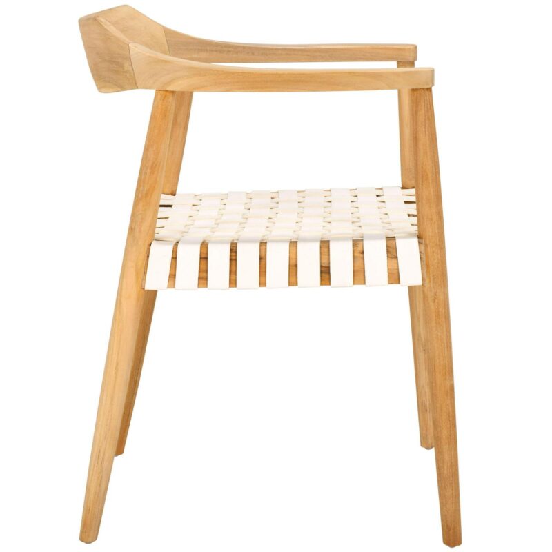 Safavieh Amycus Casual Natural/White Leather Accent Chair - Image 9
