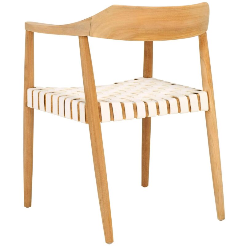 Safavieh Amycus Casual Natural/White Leather Accent Chair - Image 3