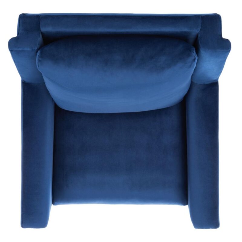 Safavieh Astrid Modern Navy Velvet/Natural Velvet Accent Chair - Image 7