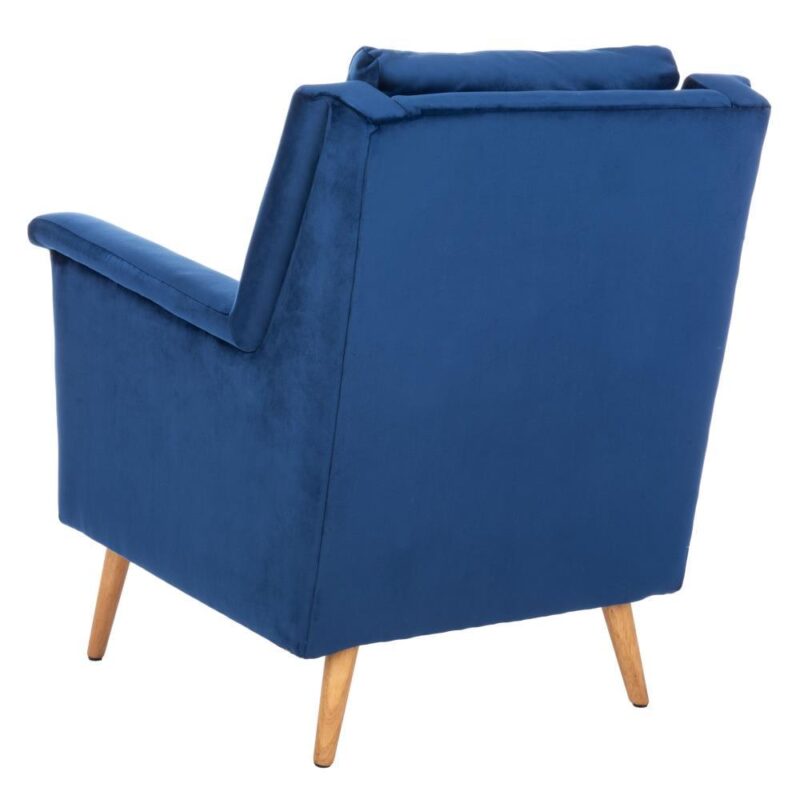 Safavieh Astrid Modern Navy Velvet/Natural Velvet Accent Chair - Image 6