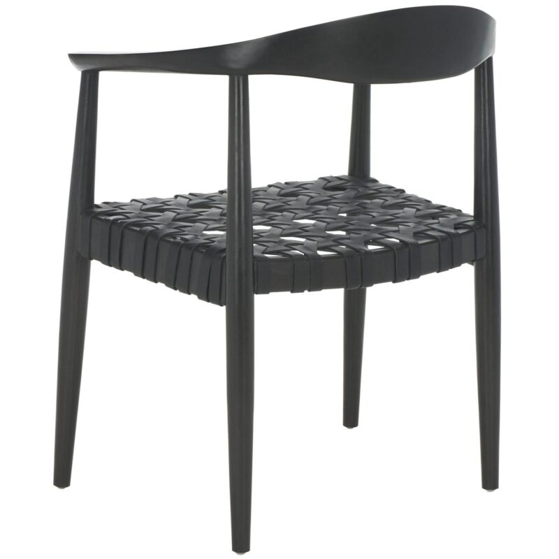 Safavieh Casual Black Leather Accent Chair - Image 9