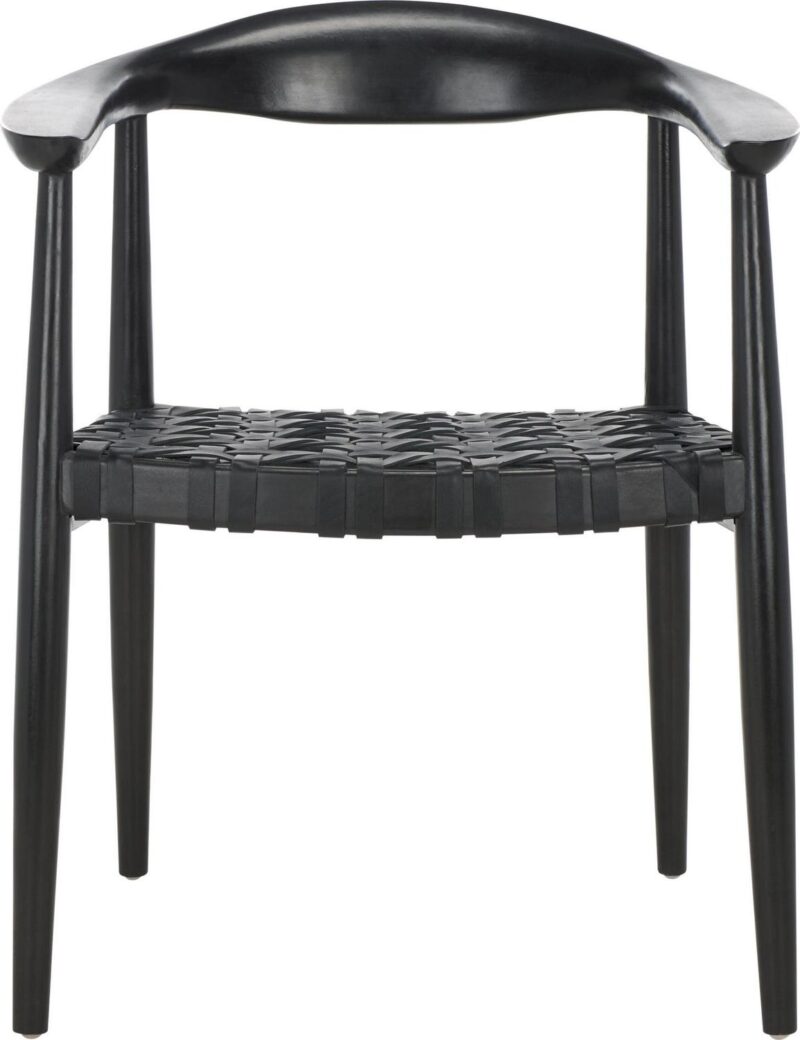 Safavieh Casual Black Leather Accent Chair - Image 2