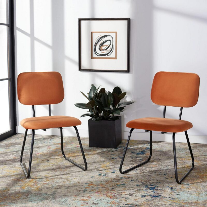 Safavieh Chavelle Modern Sienna/Black Velvet Accent Chair - Image 2