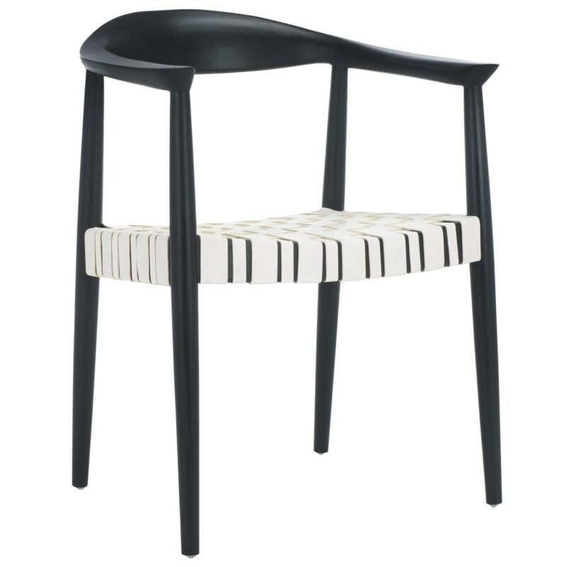 Safavieh Coastal White/Black Leather Accent Chair - Image 4