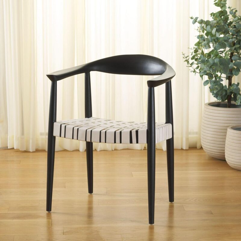 Safavieh Coastal White/Black Leather Accent Chair