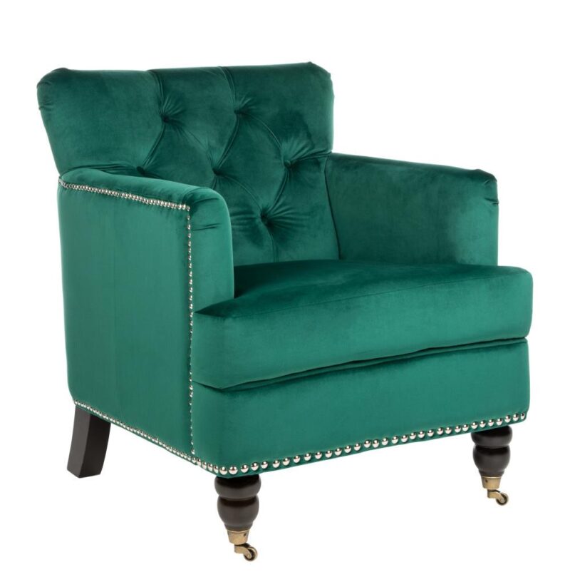 Safavieh Colin Modern Emerald/Espresso Club Chair - Image 3