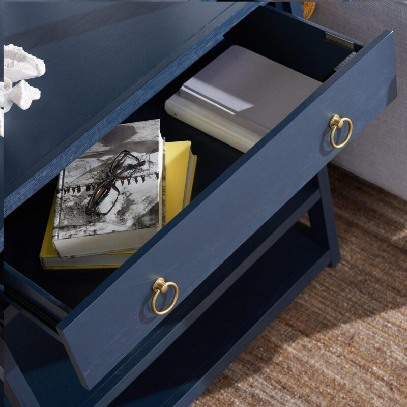 Safavieh Johni Navy Wood 5 -Shelf Bookcase ( 32-Inches W x 70-Inches H x 18-Inches D ) Finished - Image 3