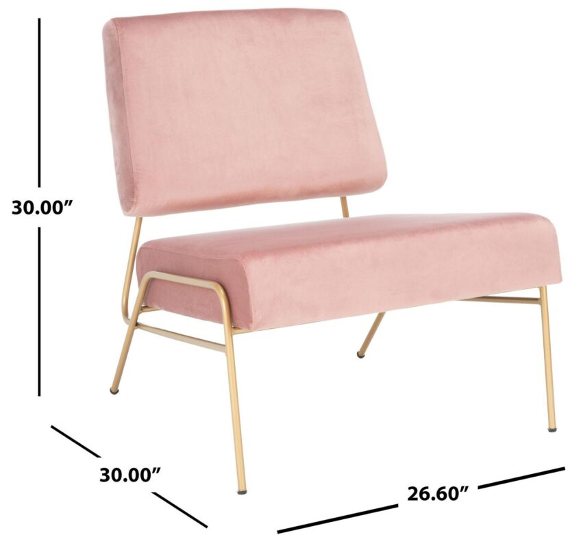 Safavieh Romilly Modern Dusty Rose/Gold Velvet Accent Chair - Image 3