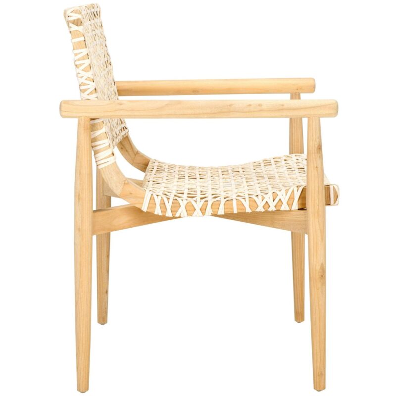 Safavieh Sianna Casual Natural/White Leather Accent Chair - Image 9