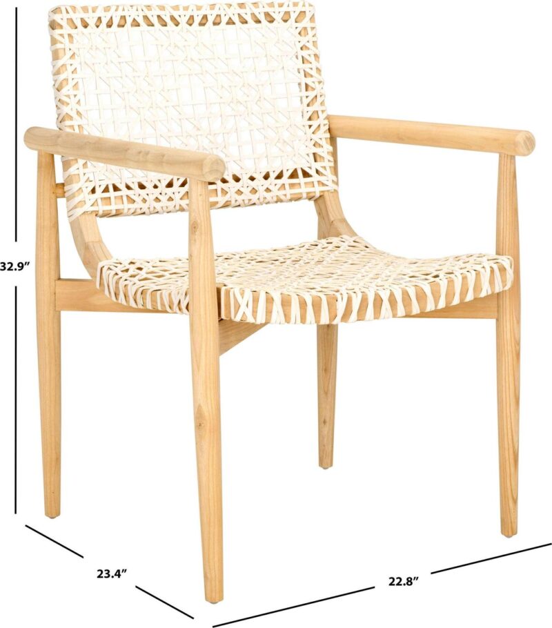 Safavieh Sianna Casual Natural/White Leather Accent Chair - Image 5