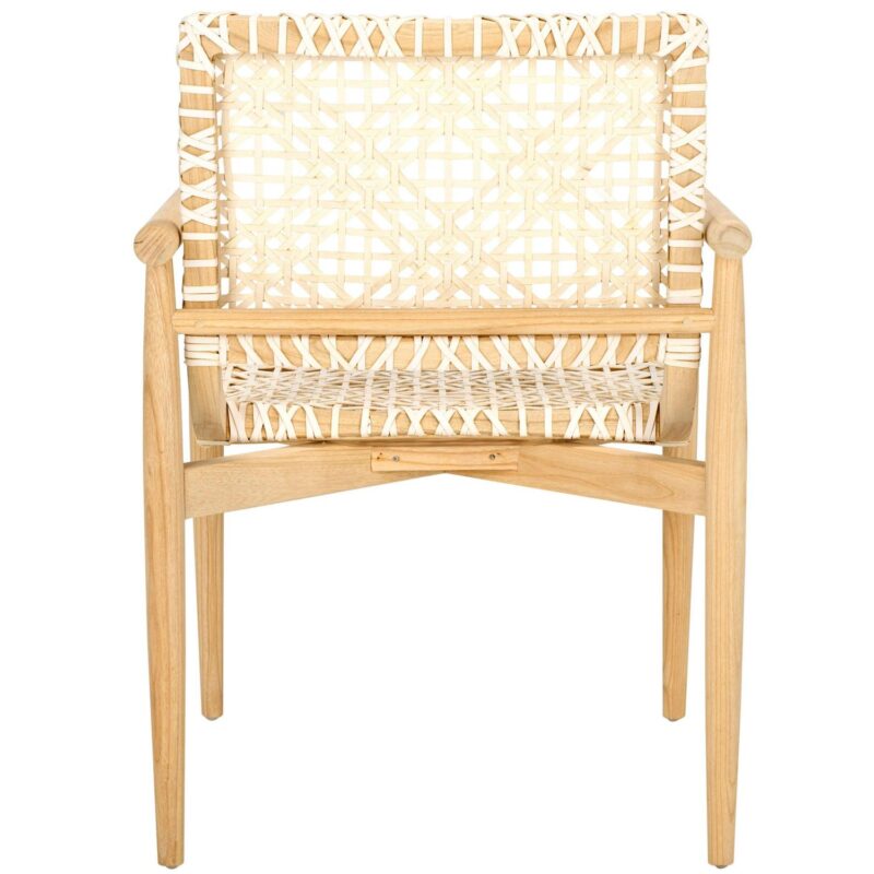 Safavieh Sianna Casual Natural/White Leather Accent Chair - Image 2