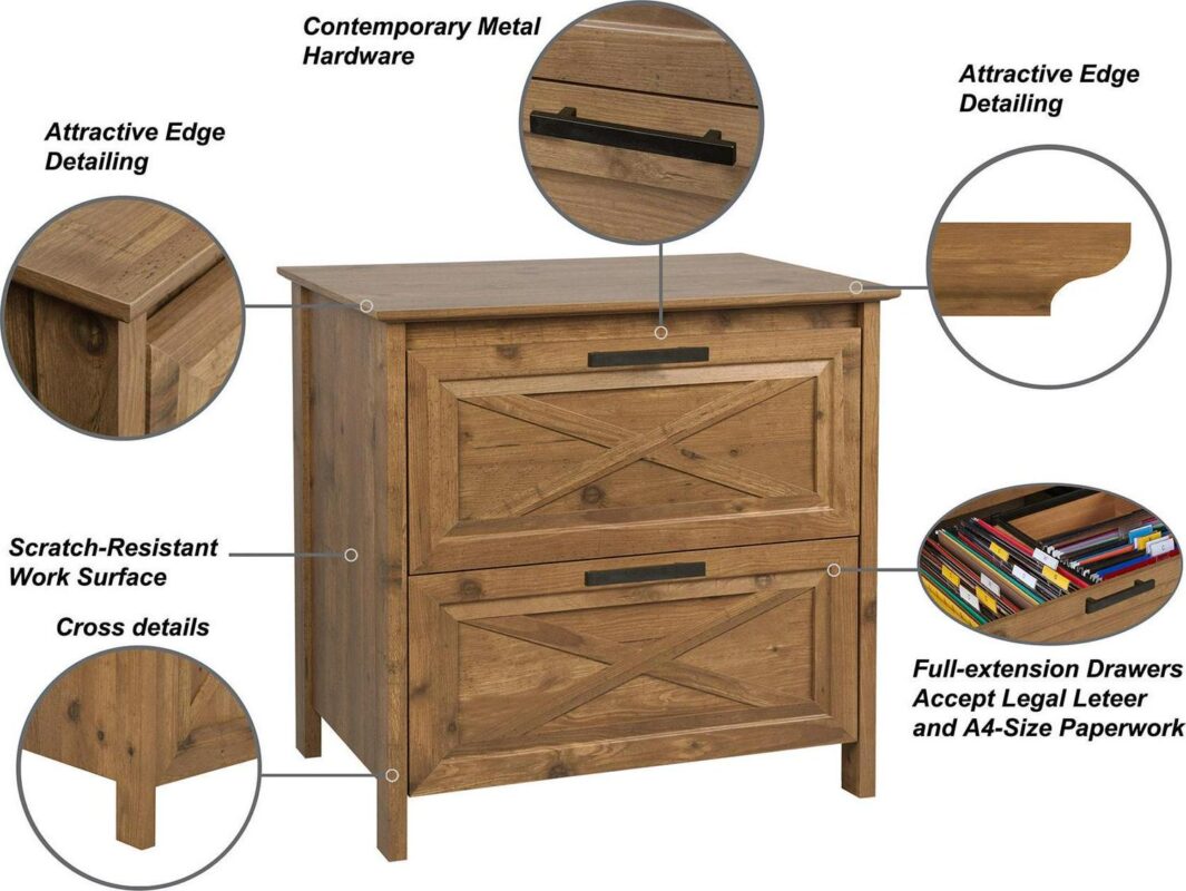Saint Birch Houstin Rustic Brown 2 -Drawer 30-Inches File Cabinet - Image 5