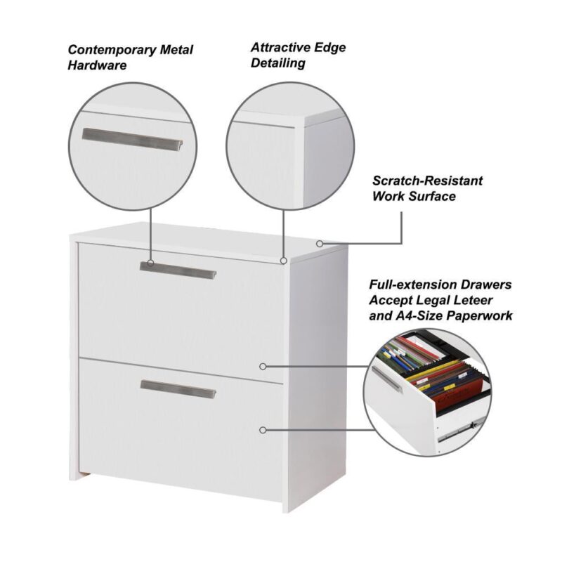 Saint Birch Miami White 2 -Drawer 31-Inches File Cabinet - Image 3