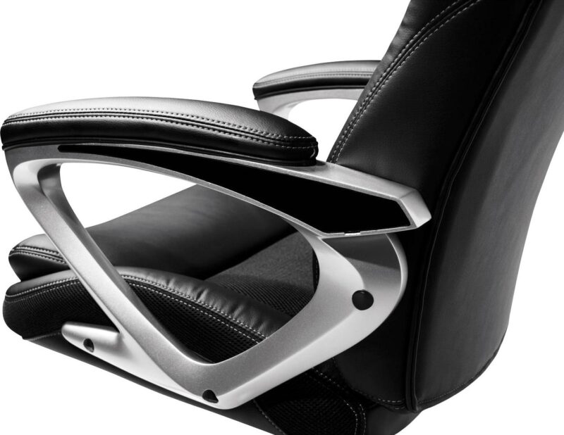Serta Amplify Black Bonded Leather Contemporary Ergonomic Adjustable Height Swivel Faux Leather Executive Chair - Image 5