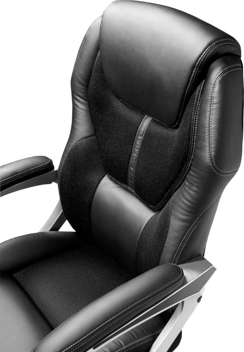 Serta Amplify Black Bonded Leather Contemporary Ergonomic Adjustable Height Swivel Faux Leather Executive Chair - Image 4