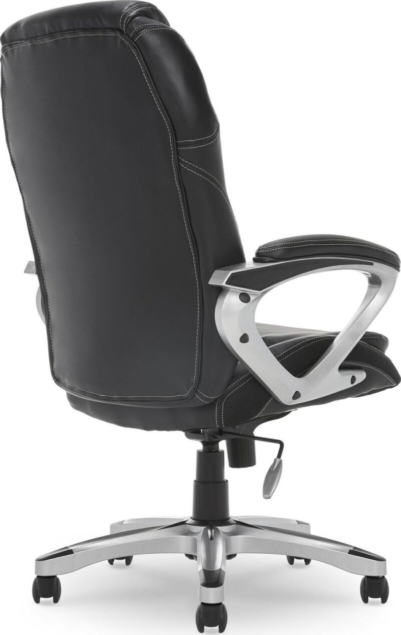 Serta Amplify Black Bonded Leather Contemporary Ergonomic Adjustable Height Swivel Faux Leather Executive Chair - Image 7