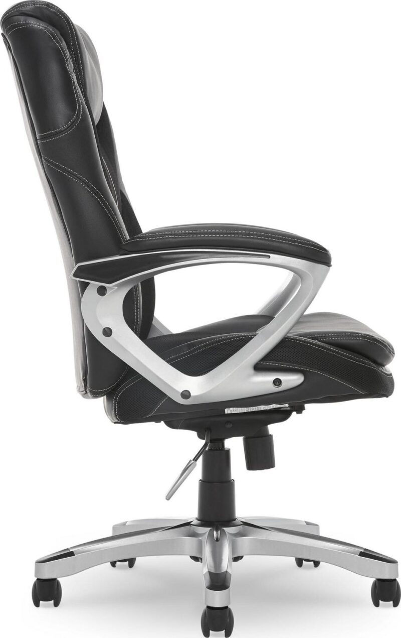 Serta Amplify Black Bonded Leather Contemporary Ergonomic Adjustable Height Swivel Faux Leather Executive Chair - Image 6