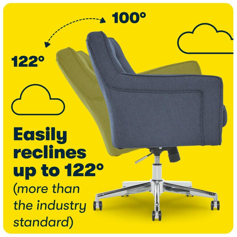 Serta Ashland Blue Woven Fabric Contemporary Ergonomic Adjustable Height Swivel Fabric Task Chair - Image 5