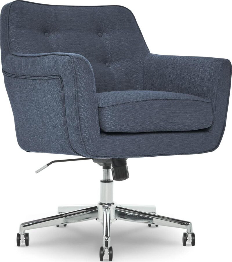 Serta Ashland Blue Woven Fabric Contemporary Ergonomic Adjustable Height Swivel Fabric Task Chair