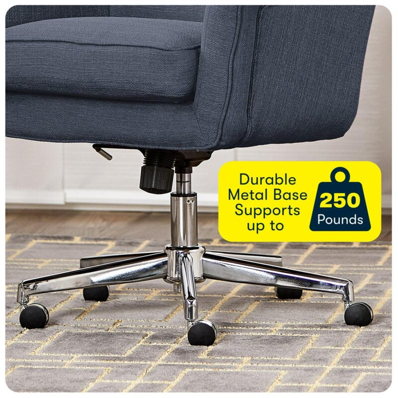 Serta Ashland Blue Woven Fabric Contemporary Ergonomic Adjustable Height Swivel Fabric Task Chair - Image 8
