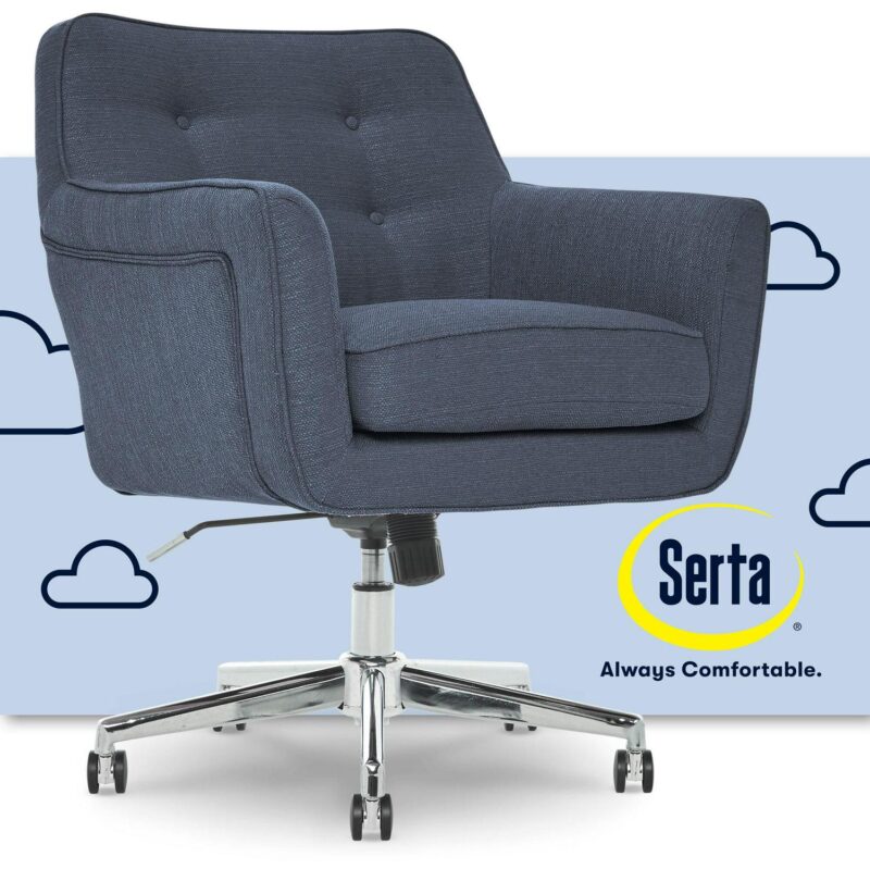 Serta Ashland Blue Woven Fabric Contemporary Ergonomic Adjustable Height Swivel Fabric Task Chair - Image 2