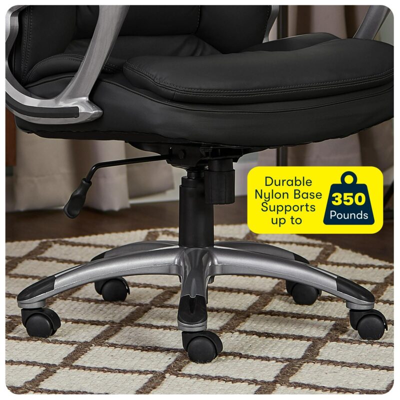 Serta Fairbanks Black Bonded Leather Traditional Ergonomic Adjustable Height Swivel Faux Leather Executive Chair - Image 10