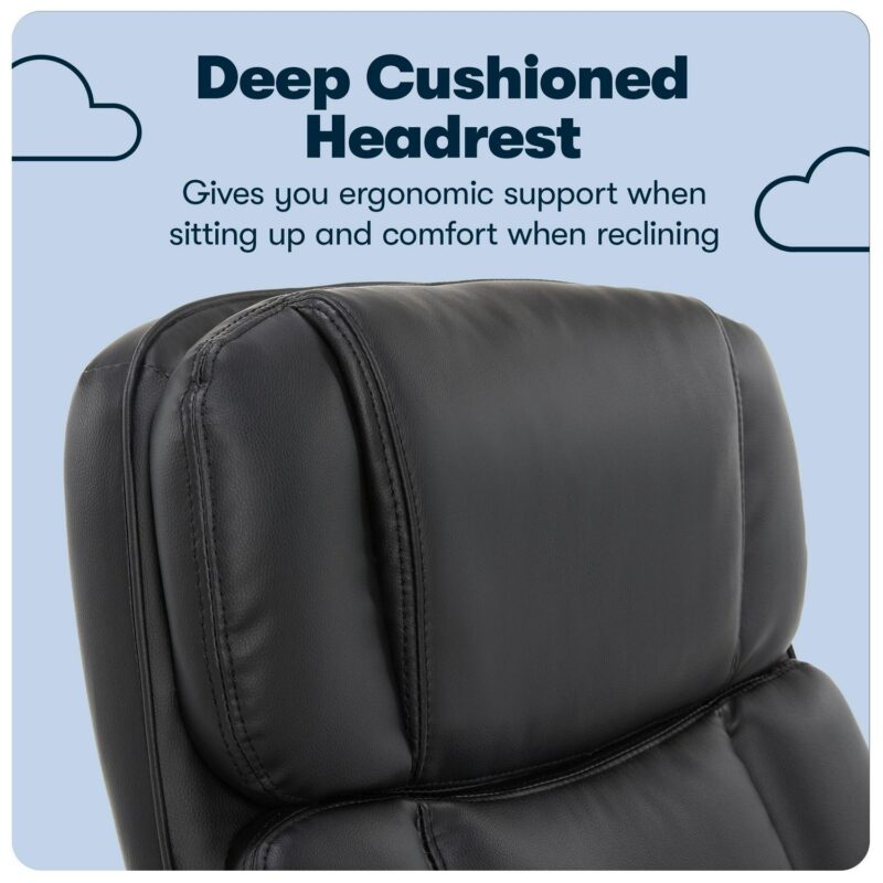 Serta Fairbanks Black Bonded Leather Traditional Ergonomic Adjustable Height Swivel Faux Leather Executive Chair - Image 6