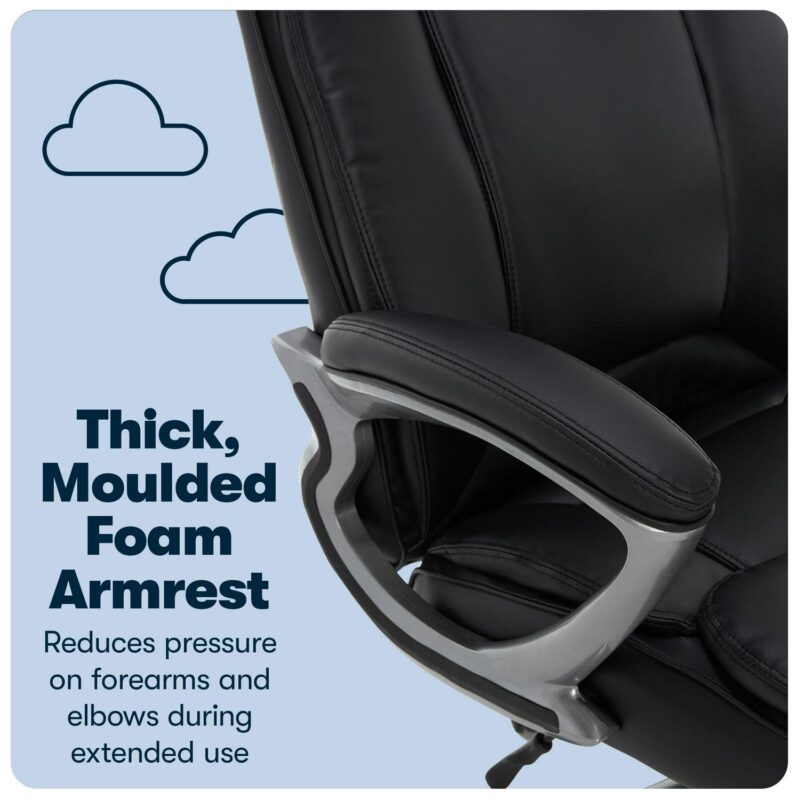 Serta Fairbanks Black Bonded Leather Traditional Ergonomic Adjustable Height Swivel Faux Leather Executive Chair - Image 7