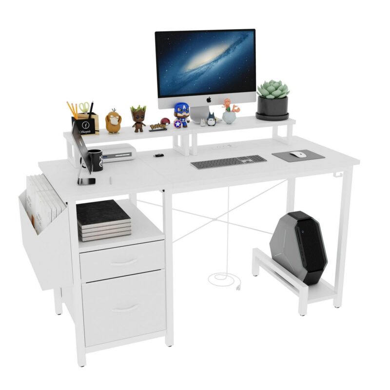 Siavonce 47.3-Inches White Modern/Contemporary Computer desk