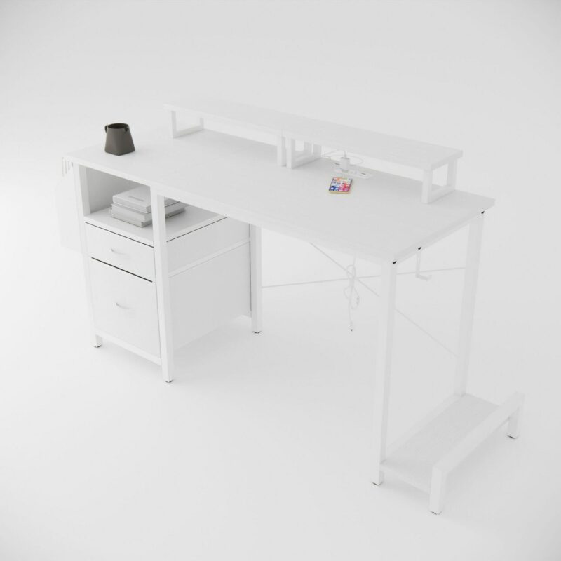 Siavonce 47.3-Inches White Modern/Contemporary Computer desk - Image 5