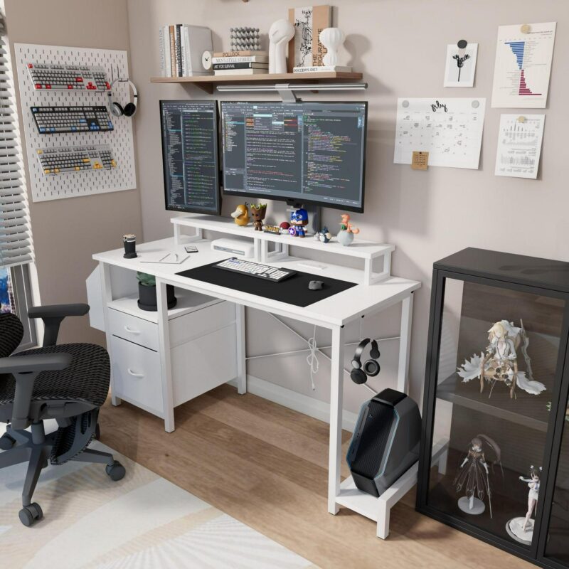 Siavonce 47.3-Inches White Modern/Contemporary Computer desk - Image 9