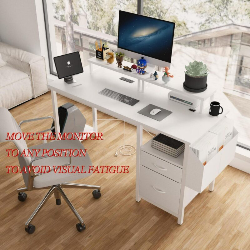 Siavonce 47.3-Inches White Modern/Contemporary Computer desk - Image 2
