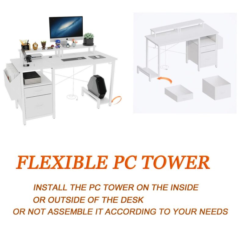 Siavonce 47.3-Inches White Modern/Contemporary Computer desk - Image 7