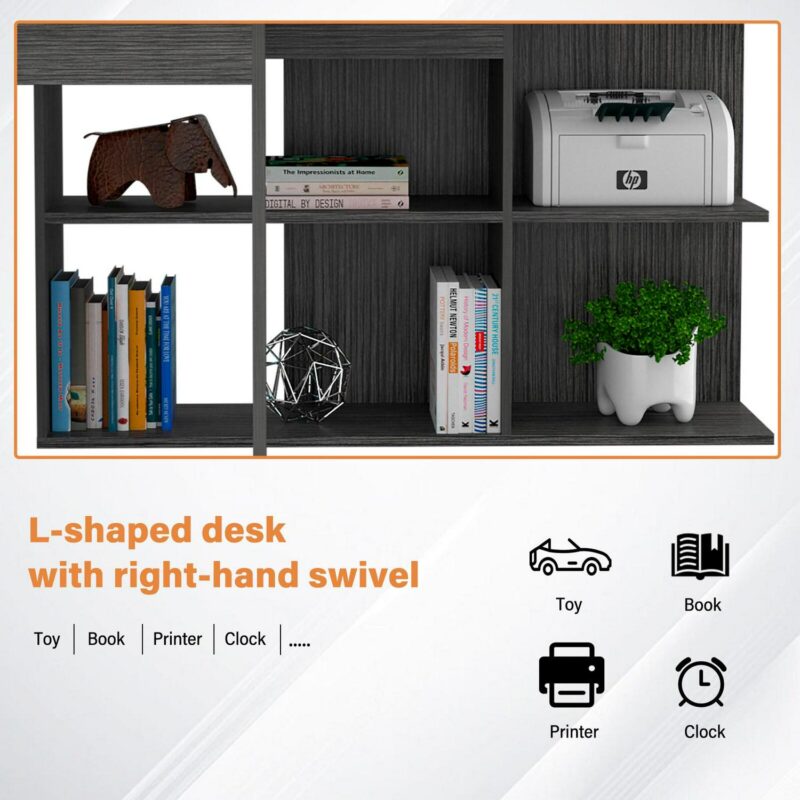 Siavonce 51.7-in Gray Modern/Contemporary L-shaped desk - Image 8