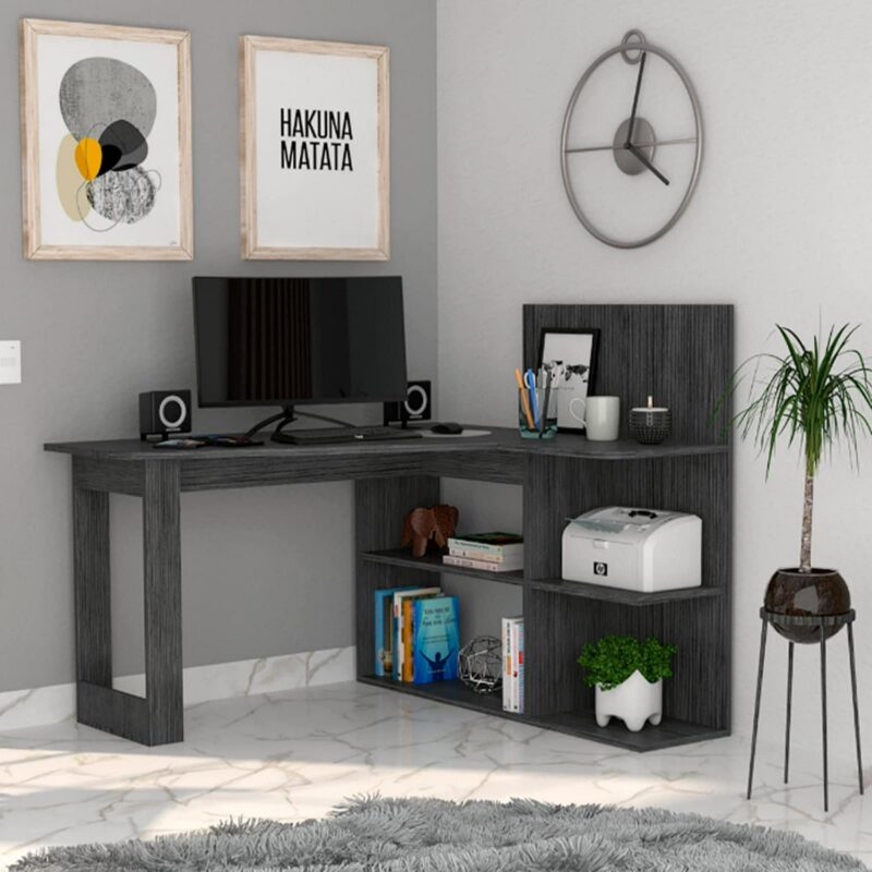 Siavonce 51.7-in Gray Modern/Contemporary L-shaped desk - Image 2