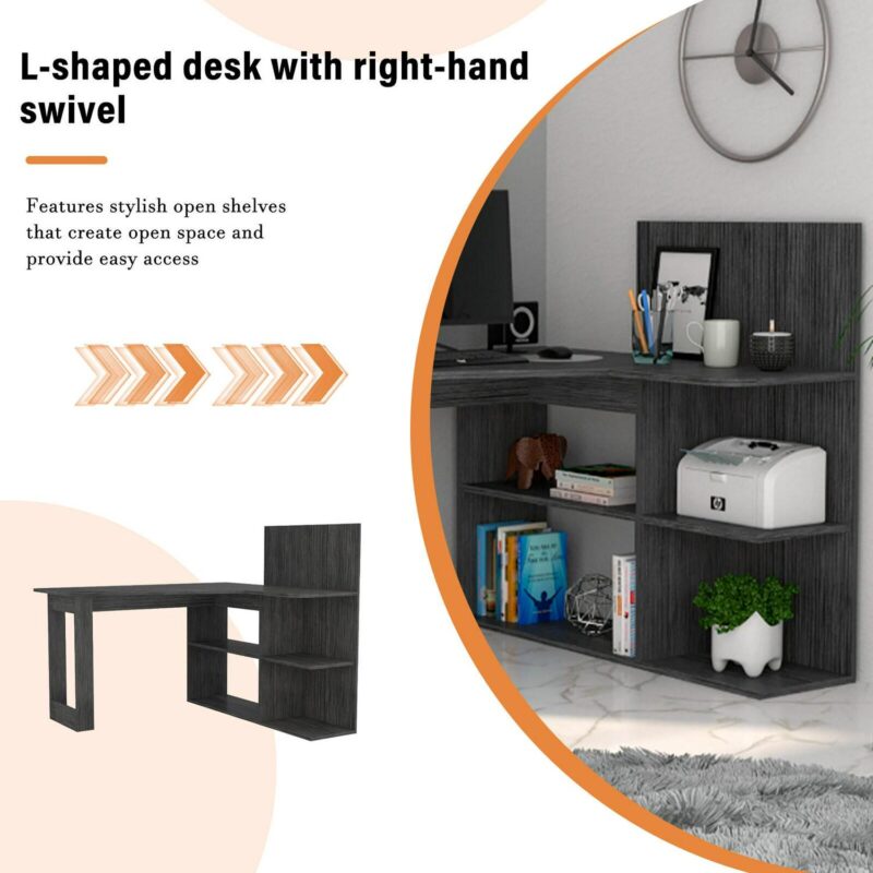 Siavonce 51.7-in Gray Modern/Contemporary L-shaped desk - Image 5