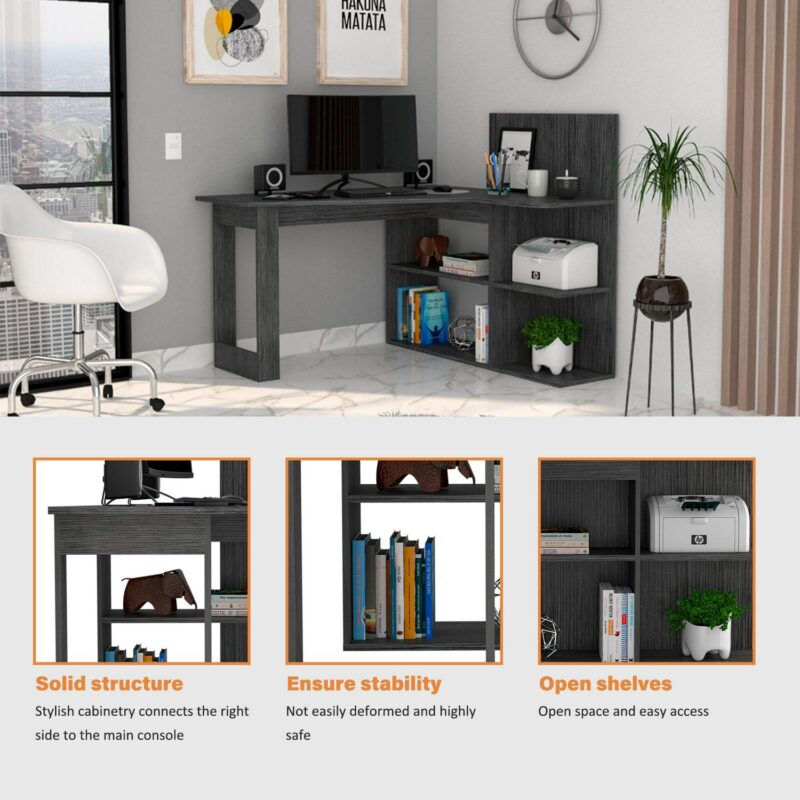Siavonce 51.7-in Gray Modern/Contemporary L-shaped desk - Image 7