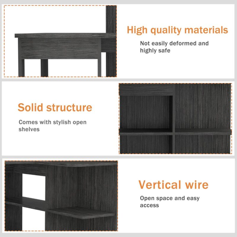 Siavonce 51.7-in Gray Modern/Contemporary L-shaped desk - Image 4