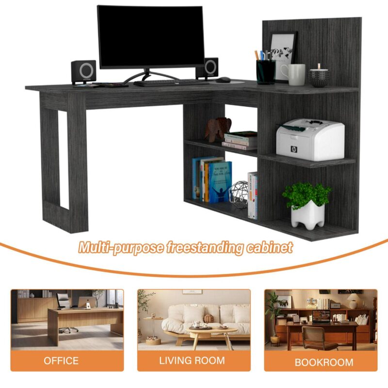 Siavonce 51.7-in Gray Modern/Contemporary L-shaped desk - Image 9