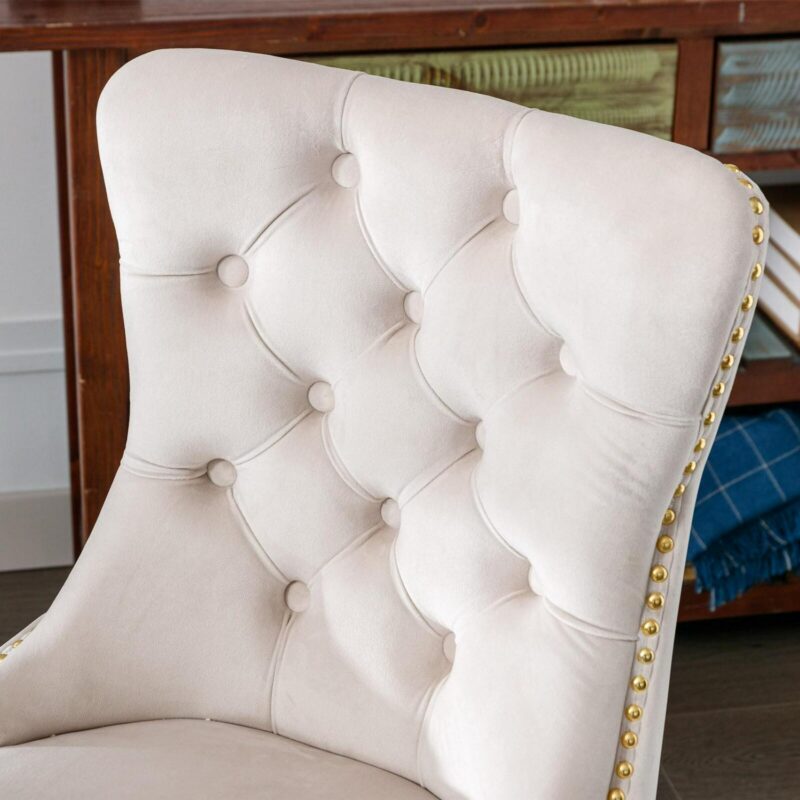 Siavonce Beige Contemporary Adjustable Height Swivel Desk Chair - Image 4