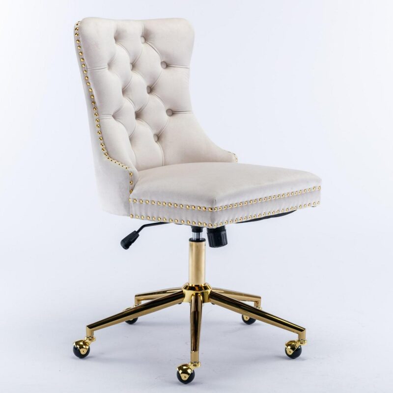 Siavonce Beige Contemporary Adjustable Height Swivel Desk Chair