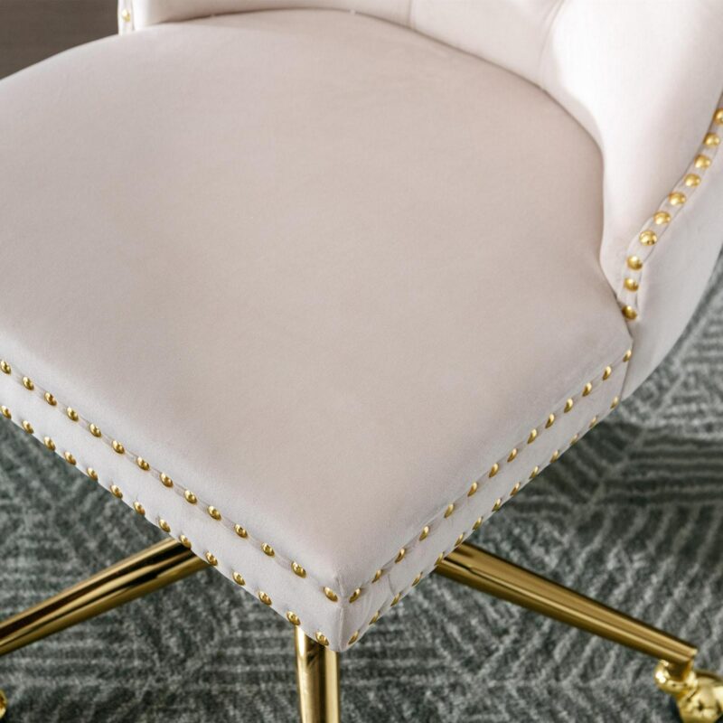 Siavonce Beige Contemporary Adjustable Height Swivel Desk Chair - Image 7
