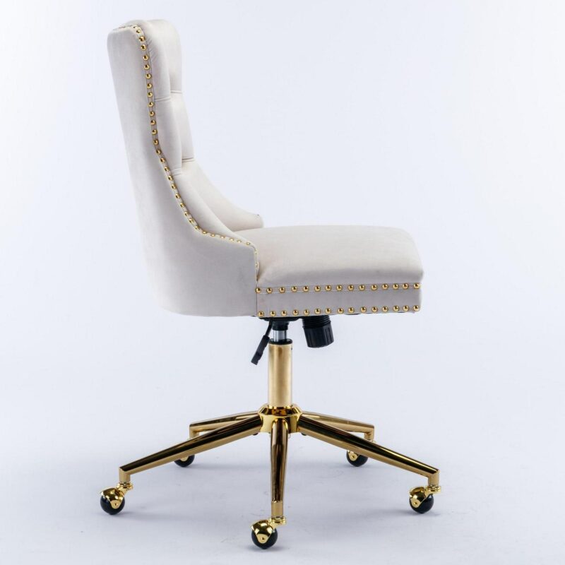 Siavonce Beige Contemporary Adjustable Height Swivel Desk Chair - Image 3