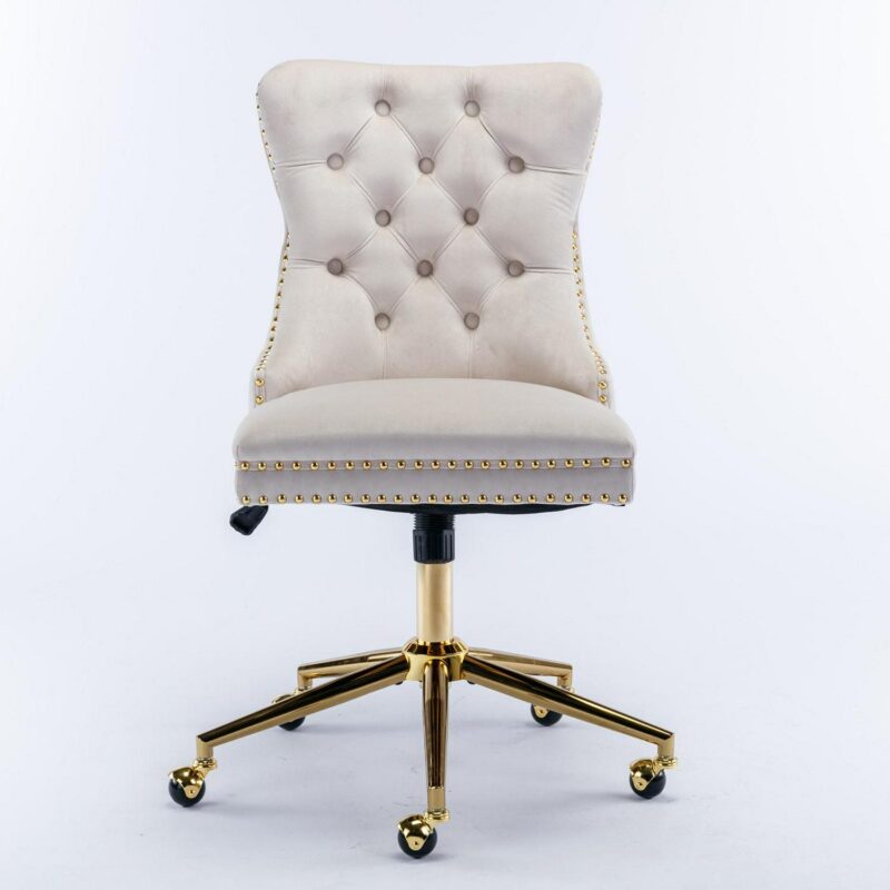 Siavonce Beige Contemporary Adjustable Height Swivel Desk Chair - Image 14