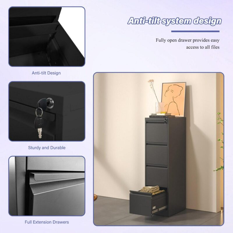 Siavonce Black Office Cabinet - Image 6