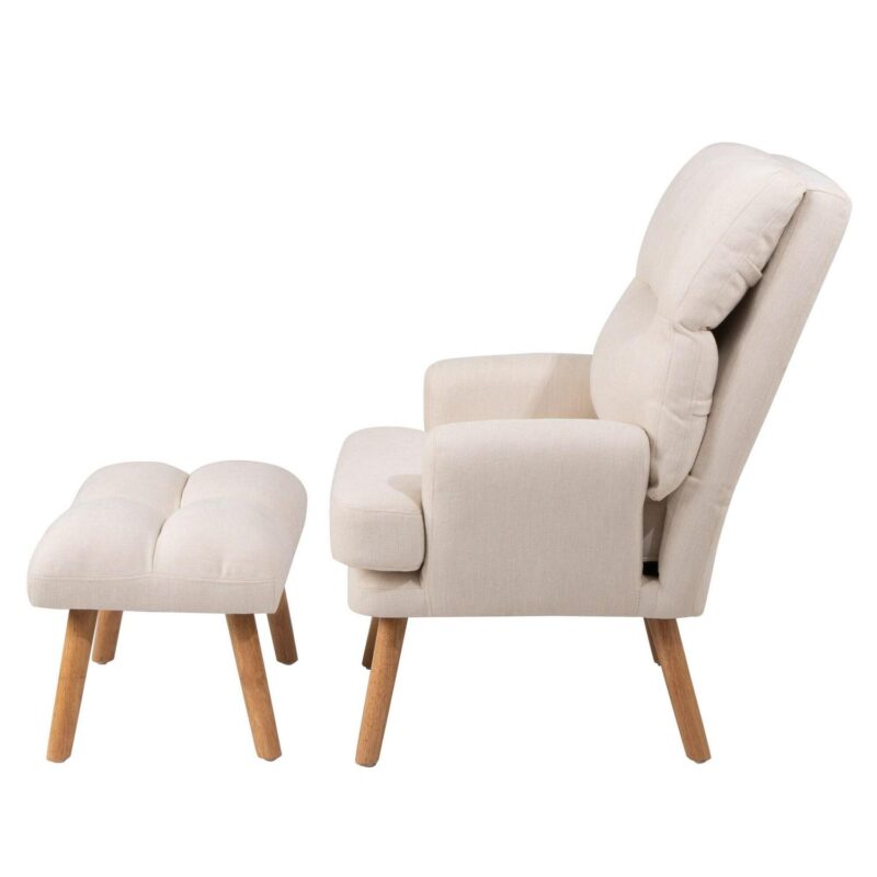 Siavonce Modern Beige Burlap Accent Chair - Image 8