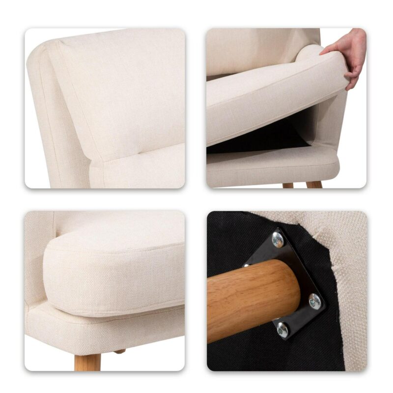 Siavonce Modern Beige Burlap Accent Chair - Image 7