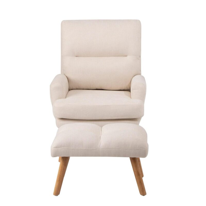 Siavonce Modern Beige Burlap Accent Chair - Image 10