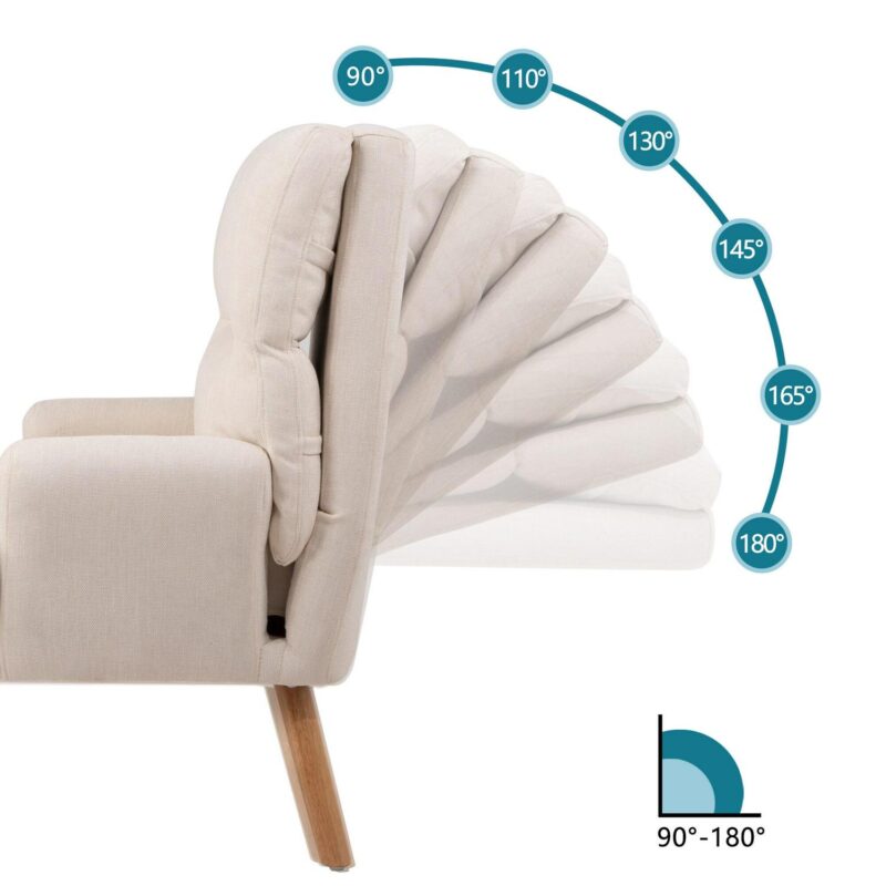 Siavonce Modern Beige Burlap Accent Chair - Image 9