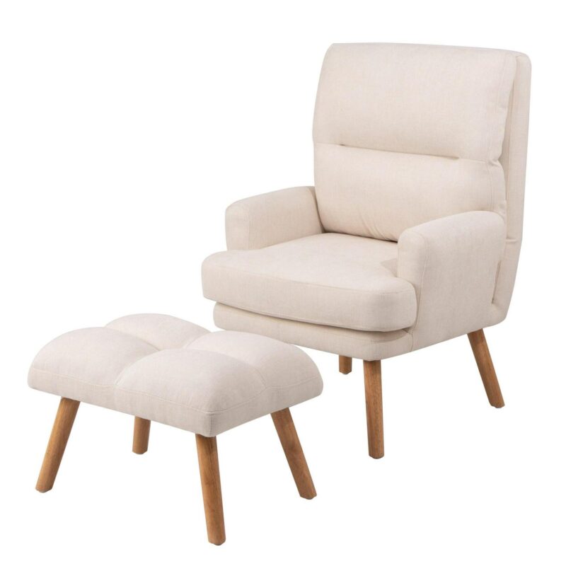 Siavonce Modern Beige Burlap Accent Chair